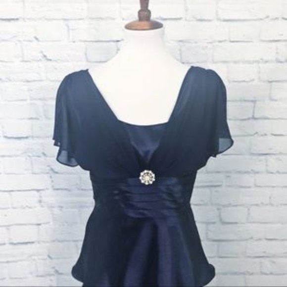 Patra Navy Layered Formal Dress Size 8 - Picture 4 of 7
